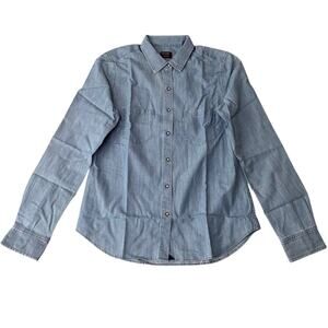 UNTUCKit Women’s Chambray Denim Button Up Shirt Blue Long Sleeve Sz 4